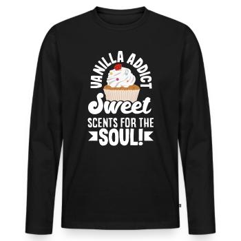 Vanilla Addict Sweet Scents for the Soul - Men's Premium Organic Long Sleeve Shirt - black - Front - Nico (187cm)