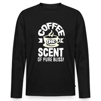 Coffee The Scent of Pure Bliss - Men's Premium Organic Long Sleeve Shirt - black - Front - Nico (187cm)