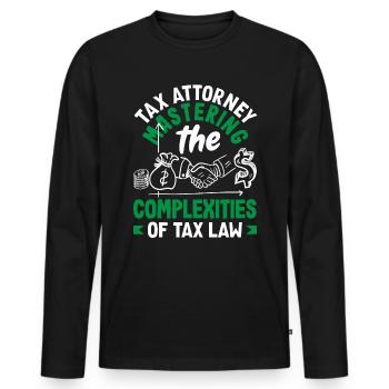 Tax Attorney Mastering the Complexities of Tax Law - Men's Premium Organic Long Sleeve Shirt - black - Front - Nico (187cm)