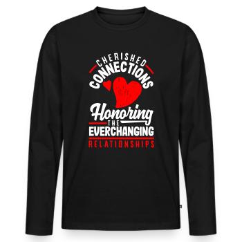 Honorer les relations en constante évolution - T-shirt manches longues Premium bio Homme - noir - Devant - Nico (187cm)