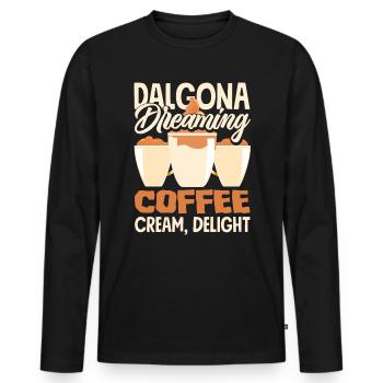 Dalgona Dreaming Coffee, Cream, Delight - Men's Premium Organic Long Sleeve Shirt - black - Front - Nico (187cm)