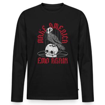 Emoticon Make America Emo Again Emocore Esthétique - T-shirt manches longues Premium bio Homme - noir - Devant - Nico (187cm)