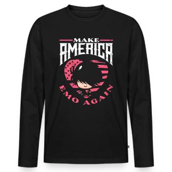 Emoticon Make America Emo Again Emocore Aesthetic - Männer Premium Bio Langarmshirt - Schwarz - Vorne - Nico (187cm)
