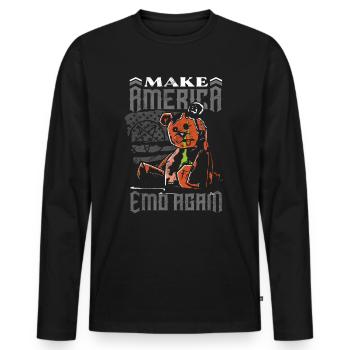 Emoticon Make America Emo Again Emocore Esthétique - T-shirt manches longues Premium bio Homme - noir - Devant - Nico (187cm)
