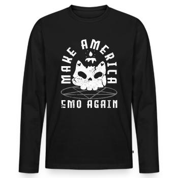 Emoticon Make America Emo Again Emocore Aesthetic - Männer Premium Bio Langarmshirt - Schwarz - Vorne - Nico (187cm)