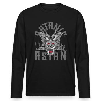 Satanic Asian Pentagram Proud Asian Occult - Men's Premium Organic Long Sleeve Shirt - black - Front - Nico (187cm)
