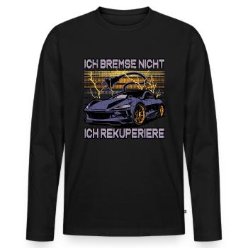 Lustiger Elektrofahrzeug-Witz Team EV E-Auto-Fan - Männer Premium Bio Langarmshirt - Schwarz - Vorne - Nico (187cm)