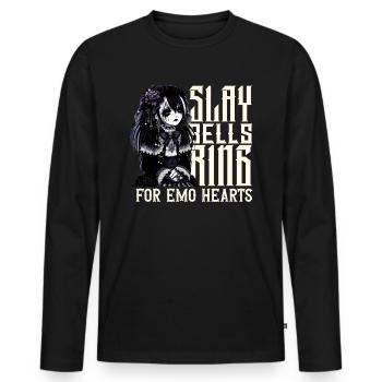 Sonnerie Slay Bells pour Emo Hearts Emocore Esthétique - T-shirt manches longues Premium bio Homme - noir - Devant - Nico (187cm)