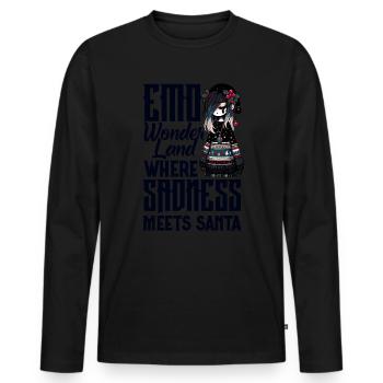 Emo Wonderland où la tristesse rencontre Santa Emocore - T-shirt manches longues Premium bio Homme - noir - Devant - Nico (187cm)