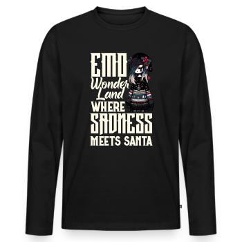 Emo Wonderland où la tristesse rencontre Santa Emocore - T-shirt manches longues Premium bio Homme - noir - Devant - Nico (187cm)
