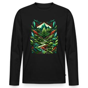 Forêt tropicale abstraite d’Ayahuasca - T-shirt manches longues Premium bio Homme - noir - Devant - Nico (187cm)