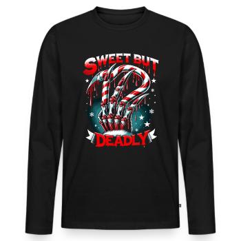 Sweet But Deadly Candy Cane Claws Menacing - Männer Premium Bio Langarmshirt - Schwarz - Vorne - Nico (187cm)