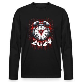 Blood Splatter Clock 80s Slasher Horror New - Men's Premium Organic Long Sleeve Shirt - black - Front - Nico (187cm)