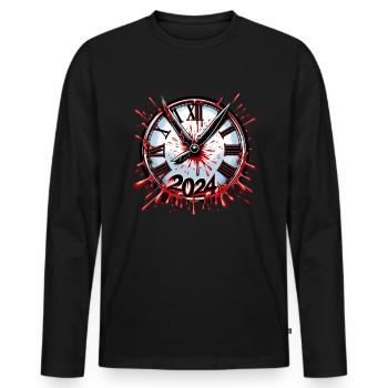 Blood Splatter Clock 80s Slasher Horror New - Men's Premium Organic Long Sleeve Shirt - black - Front - Nico (187cm)