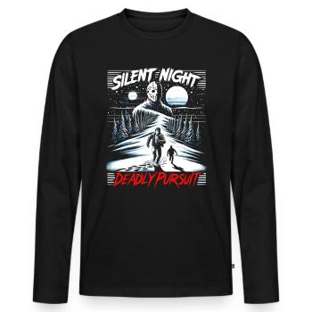 Silent Night, Deadly Pursuit - Winter Horror Chase - Männer Premium Bio Langarmshirt - Schwarz - Vorne - Nico (187cm)