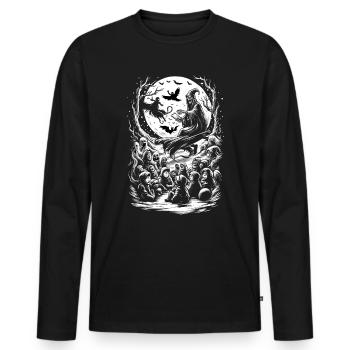 Spooky Storybook Balade en traîneau fantomatique - T-shirt manches longues Premium bio Homme - noir - Devant - Nico (187cm)