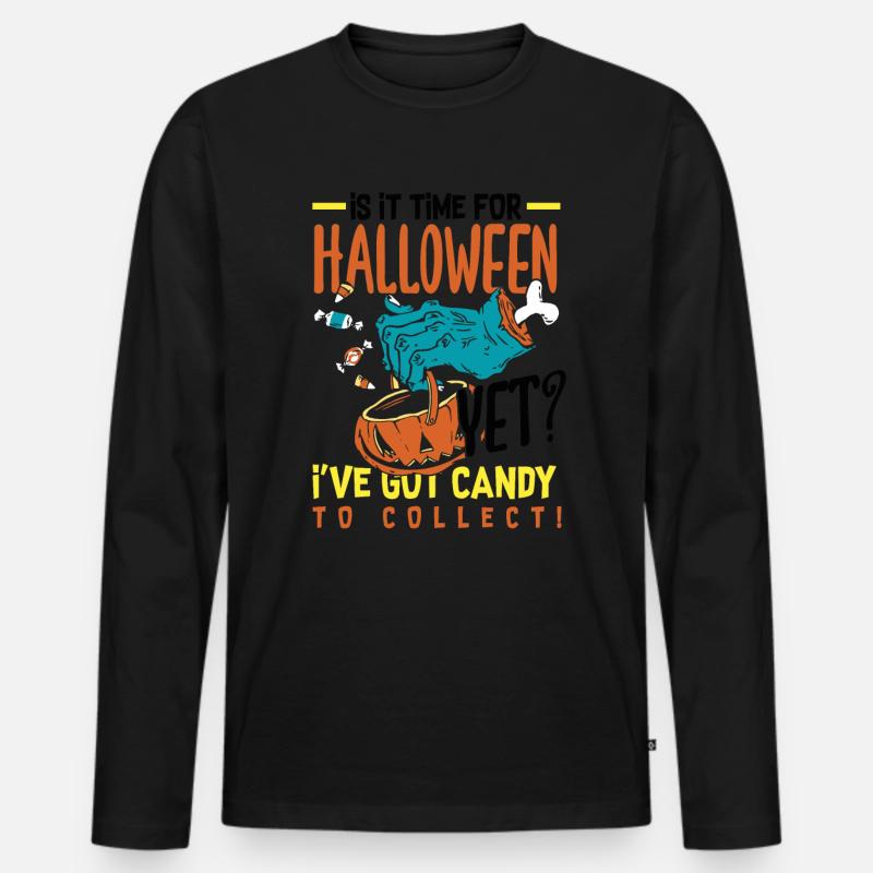 Time for Halloween Festive - Männer Premium Bio Langarmshirt - Schwarz