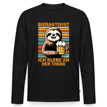 Bieraktivist Ich klebe an der Theke für - Männer Premium Bio Langarmshirt - Schwarz - Vorne - Nico (187cm)