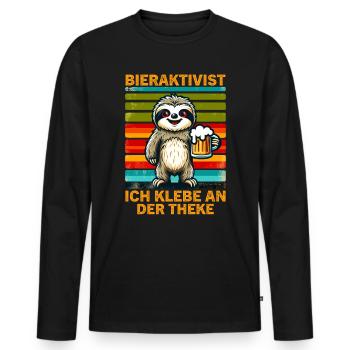 Bieraktivist Ich klebe an der Theke für - Männer Premium Bio Langarmshirt - Schwarz - Vorne - Nico (187cm)