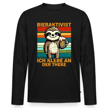 Bieraktivist Ich klebe an der Theke für - Männer Premium Bio Langarmshirt - Schwarz - Vorne - Nico (187cm)