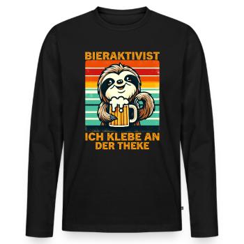Bieraktivist Ich klebe an der Theke für - Männer Premium Bio Langarmshirt - Schwarz - Vorne - Nico (187cm)