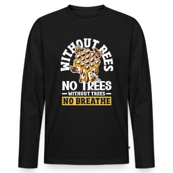 Apiculteur Heartbeat Nid d’abeille Amour Pollinisation - T-shirt manches longues Premium bio Homme - noir - Devant - Nico (187cm)