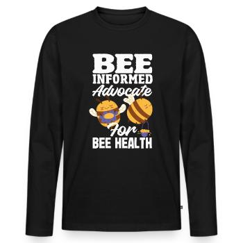 Apiculteur Heartbeat Nid d’abeille Amour Pollinisation - T-shirt manches longues Premium bio Homme - noir - Devant - Nico (187cm)