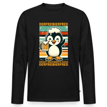 The free beer Fred is called backwards, also the - Men's Premium Organic Long Sleeve Shirt - black - Front - Nico (187cm)