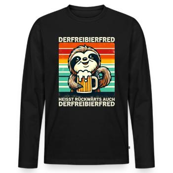 The free beer Fred is called backwards, also the - Men's Premium Organic Long Sleeve Shirt - black - Front - Nico (187cm)