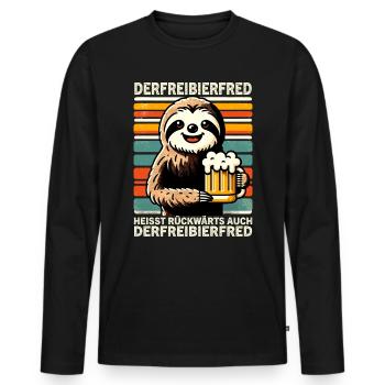 The free beer Fred is called backwards, also the - Men's Premium Organic Long Sleeve Shirt - black - Front - Nico (187cm)