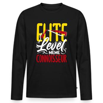 Meme Connoisseur Funny Wine Lover - Men's Premium Organic Long Sleeve Shirt - black - Front - Nico (187cm)