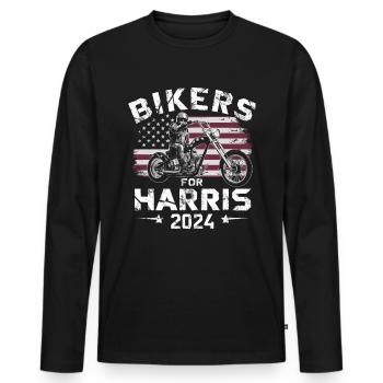 Bikers For Harris Kamala 2024 - Männer Premium Bio Langarmshirt - Schwarz - Vorne - Nico (187cm)