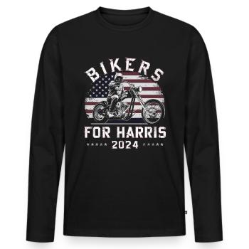 Bikers For Harris Kamala 2024 - Männer Premium Bio Langarmshirt - Schwarz - Vorne - Nico (187cm)