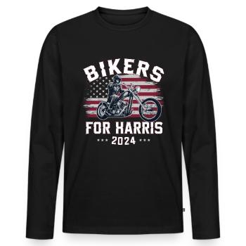 Bikers For Harris Kamala 2024 - Männer Premium Bio Langarmshirt - Schwarz - Vorne - Nico (187cm)