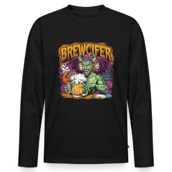 Brewcifer Devil Beer Lover Halloween - Männer Premium Bio Langarmshirt - Schwarz - Vorne - Nico (187cm)
