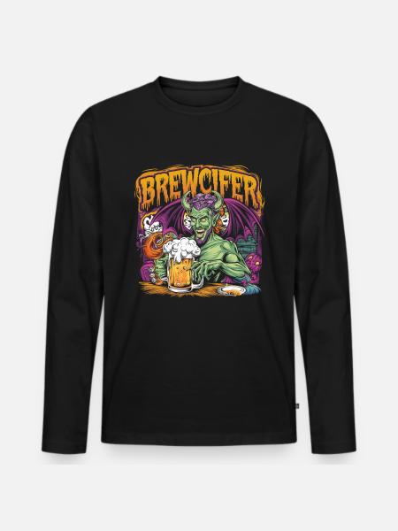 Brewcifer Devil Beer Lover Halloween - Men's Premium Organic Long Sleeve Shirt - black