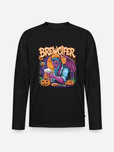 Brewcifer Devil Beer Lover Halloween - Men's Premium Organic Long Sleeve Shirt - black
