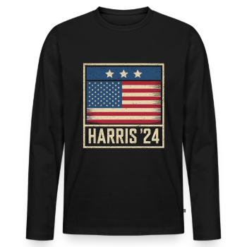 Harris 2024 Vintage Election Patriotic Campaign - Men's Premium Organic Long Sleeve Shirt - black - Front - Nico (187cm)