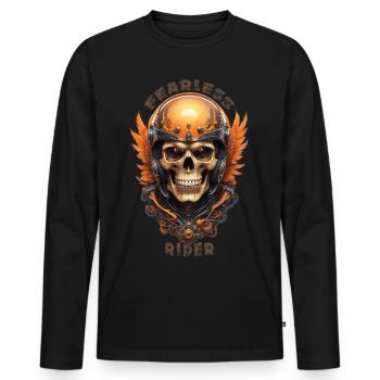 Biker skull vintage biker wings skull motorcycle - Men's Premium Organic Long Sleeve Shirt - black - Front - Nico (187cm)