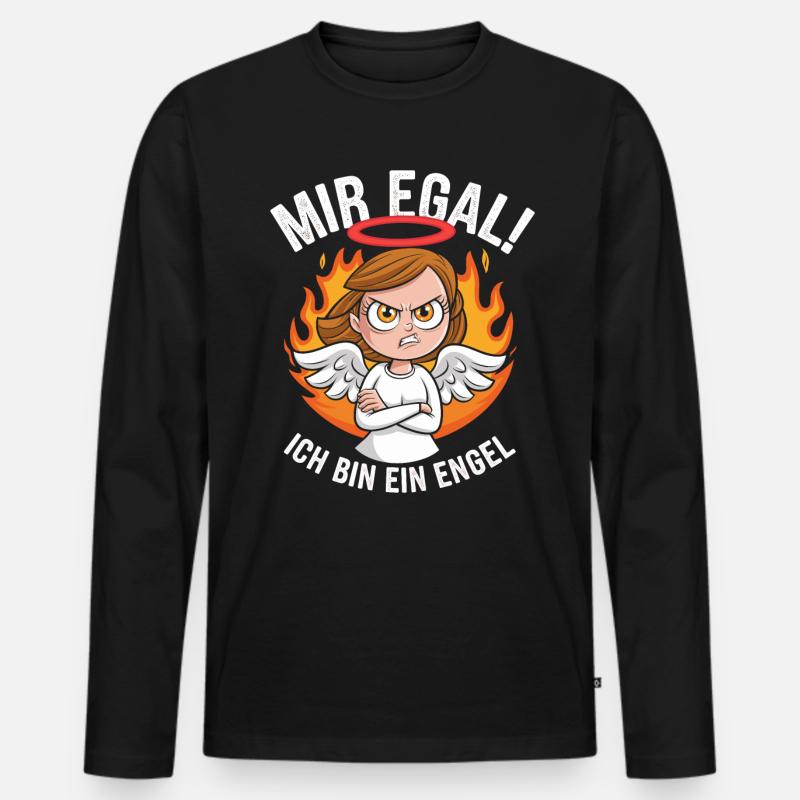 Mir Egal! Ich Bin Ein Engel Lustiges Sarkasmus - Männer Premium Bio Langarmshirt - Schwarz