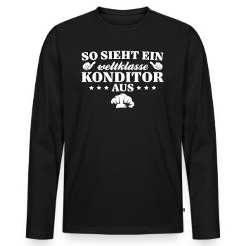 Konditorei Zuckerbäcker Weltklasse Konditor - Männer Premium Bio Langarmshirt - Schwarz - Vorne - Nico (187cm)