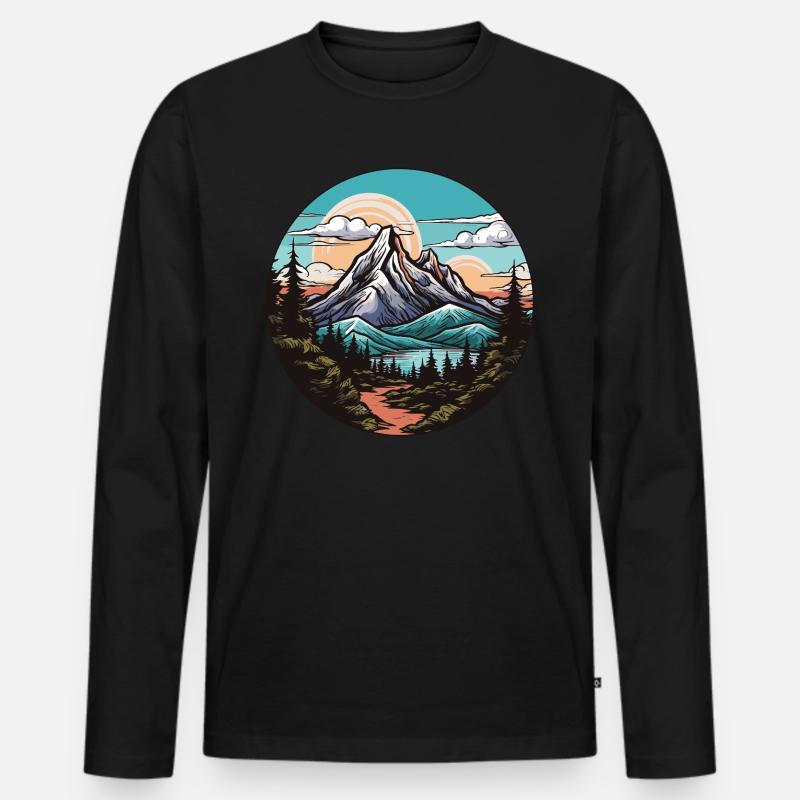 Berge Landschaft - Männer Premium Bio Langarmshirt - Schwarz