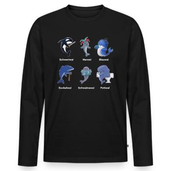 Wortspiel Wal Wale Delfin Delfine lustig Party - Männer Premium Bio Langarmshirt - Schwarz - Vorne - Nico (187cm)