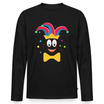 Ein lustiger Clown Karneval mit der Fliege - Männer Premium Bio Langarmshirt - Schwarz - Vorne - Nico (187cm)
