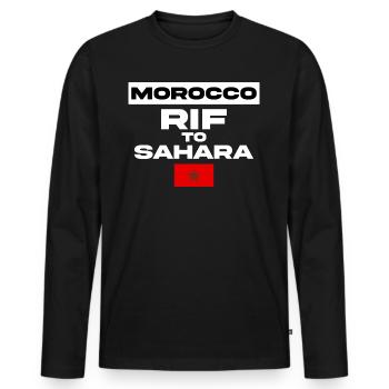 Maroc du Rif au Sahara Marocain - T-shirt manches longues Premium bio Homme - noir - Devant - Nico (187cm)