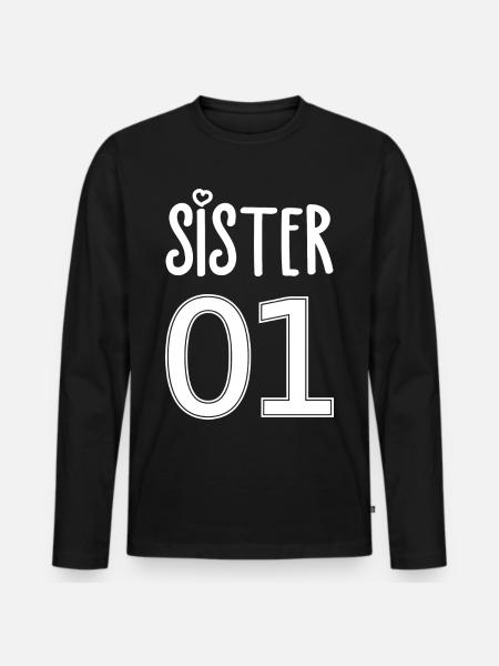 Schwester Nummer 01 Sister - Männer Premium Bio Langarmshirt - Schwarz