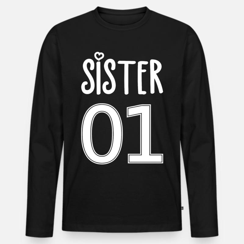 Schwester Nummer 01 Sister - Männer Premium Bio Langarmshirt - Schwarz