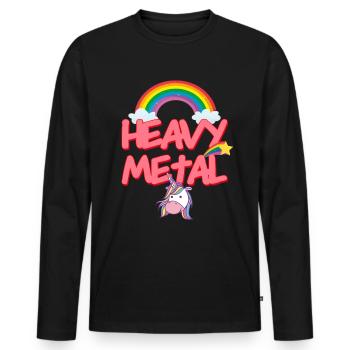 HEAVY METAL headbanger unicorn unicorn thrash rock - Men's Premium Organic Long Sleeve Shirt - black - Front - Nico (187cm)