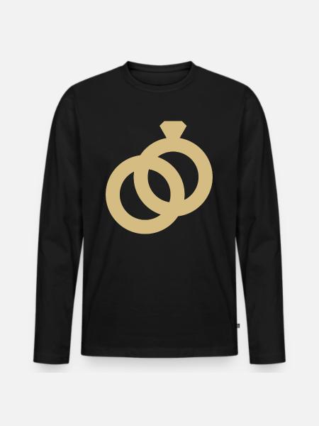 Anello nuziale Simbolo Anelli Nuziale Abito Regalo - Maglia a manica lunga ecologica premium da uomo - nero