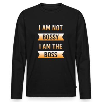 Bossy patron patron patron exécutif mère - T-shirt manches longues Premium bio Homme - noir - Devant - Nico (187cm)